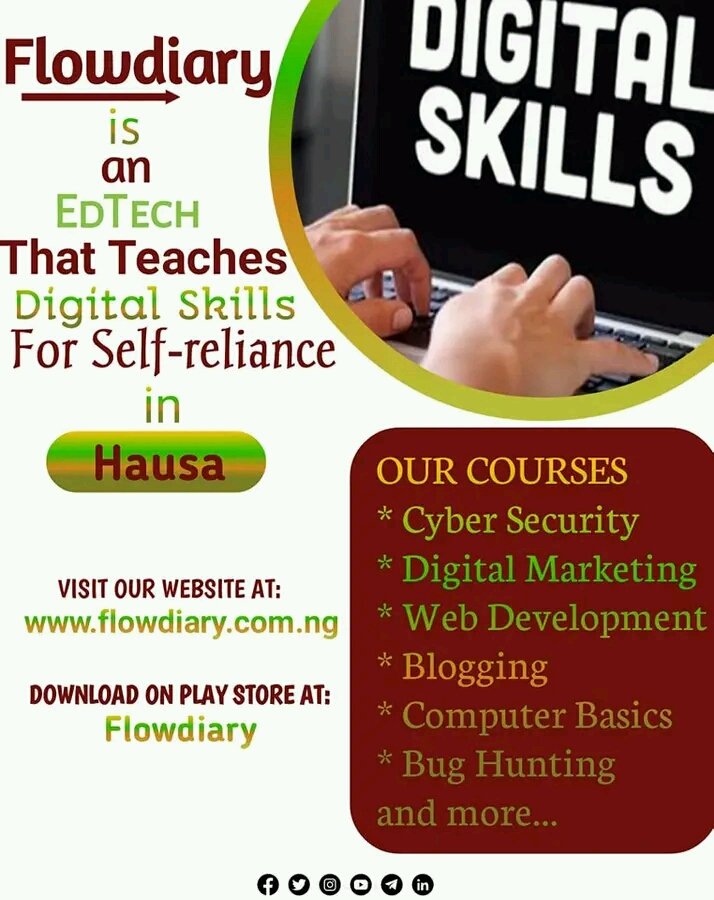 flowdiaryai's tweet image. Shin kana ba &apos;yan uwanka ko abokanka labarin makarantar yanar-gizo ta Flowdiary?

Daga ina kake bibiyarmu a yanzu?

Sannan mace ce tambayarka a gare mu?

#Flowdiary #FlowdiaryApp #LearnOnFlowdiary