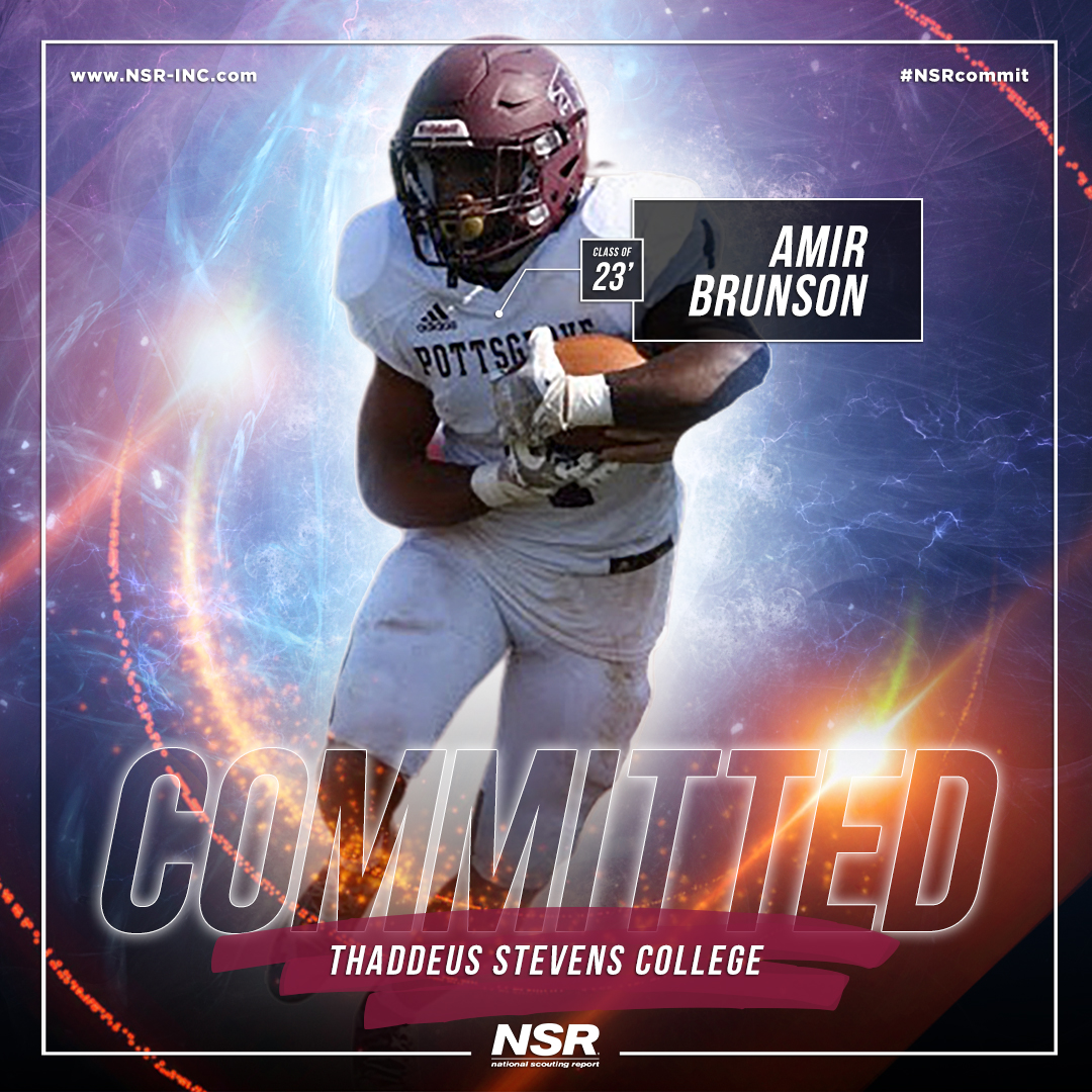 🚨#CommitmentAlert🚨
Congrats to #NSRfootball <a href="/_amirbrunson4/">Amir Brunson</a>

🎓: 2023
🌎: Pottstown, Pennsylvania
🏫: Pottsgrove High School
✅: to <a href="/ThaddeusStevens/">Thaddeus Stevens College of Technology</a>!👍🏈
👤: <a href="/GarySilversNSR/">Gary Silvers</a>
🖥: buff.ly/3lZIAHF   
#NSRcommit
#AmirBrunsonNSR