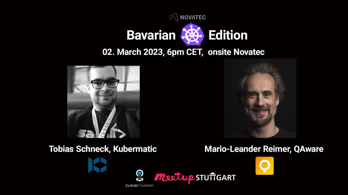 Kubermatic's tweet image. Don’t miss the Stuttgart @cloudfoundry Meetup on March 2nd at @novatecgmbh! 🎤 Join @toschneck from @Kubermatic and @LeanderReimer from @qaware in their talks on #KubeOne and #Testkube 🚀
We hope to see you there!

Register here👉: hubs.li/Q01CRQKW0

#networking #k8s