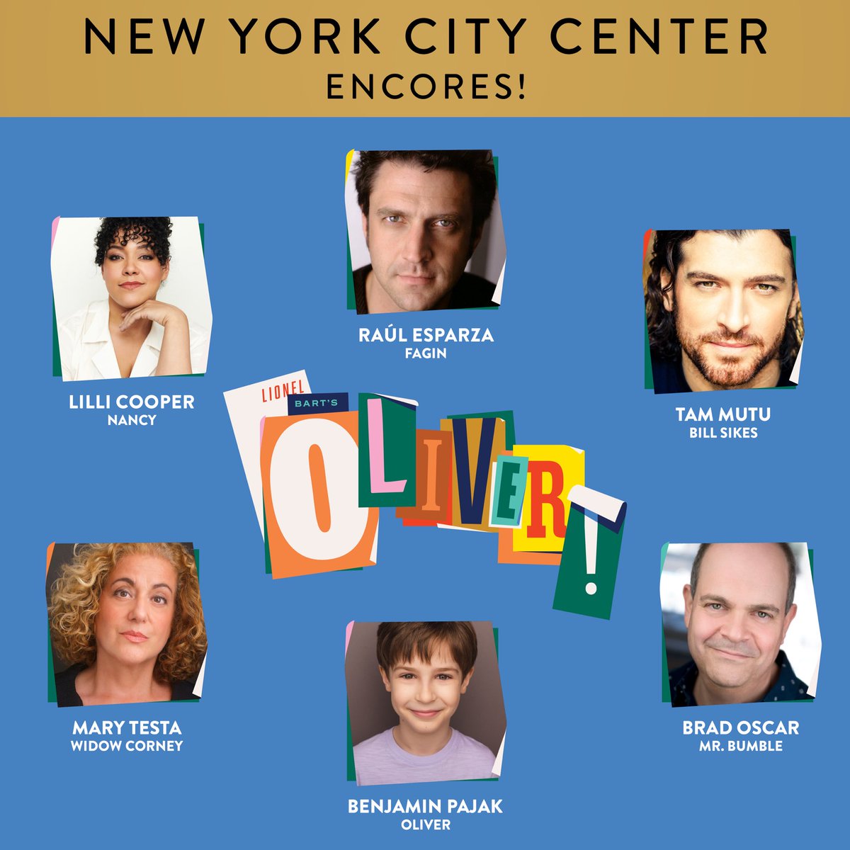 NYCityCenter's tweet photo. Consider yourself one of us! Introducing the cast of Lionel Bart’s OLIVER! at City Center. #CityCenterEncores https://t.co/iv7aSC3lNb