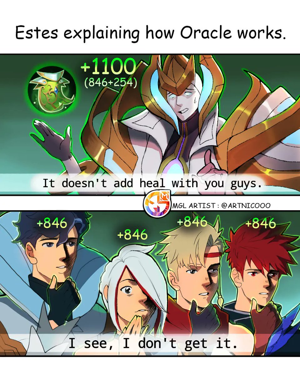 ARTnicooo's tweet photo. Hi Support mains π
You'll get additional heal when you also build the oracle item.
#ARTnicooo #mlbbmgl #mlbbfanart #mglfanart #mobilelegendsbangbang #estes #oracle https://t.co/bqWdhiFuz4
