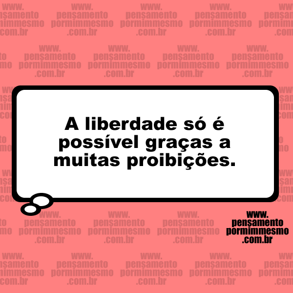 magicjebb1's tweet image. A liberdade só é possível graças a muitas proibições.

#liberdade,#proibição,#contradição
pensamentopormimmesmo.com.br