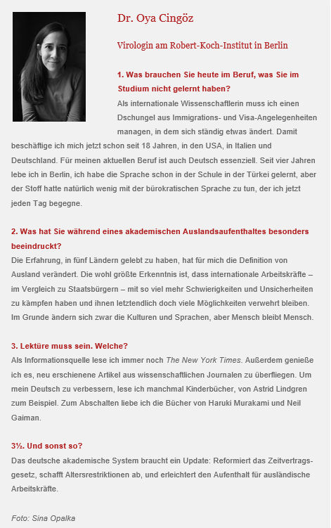 GSO_eV's tweet photo. 📰 Our Klaus Tschira Boost Fund Fellow Oya Cingöz (Robert Koch Institute) was answering 3,5 questions in the Wissen³ @DIEZEIT newsletter that appeared today. She talked about her experiences and challenges as an international scientist in Germany.

#ktboost https://t.co/QdbJge9aPk
