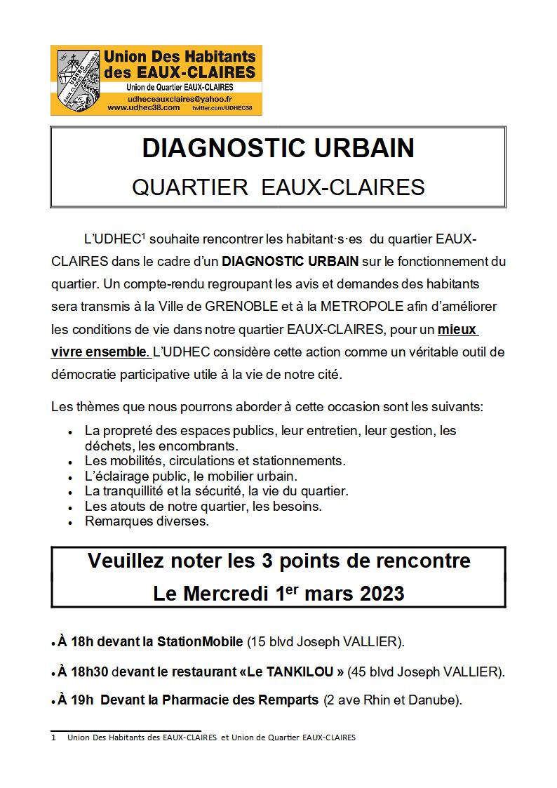UDHEC38's tweet photo. Diagnostic urbain du mercredi 1er mars 2023 https://t.co/ATs8VBllDK