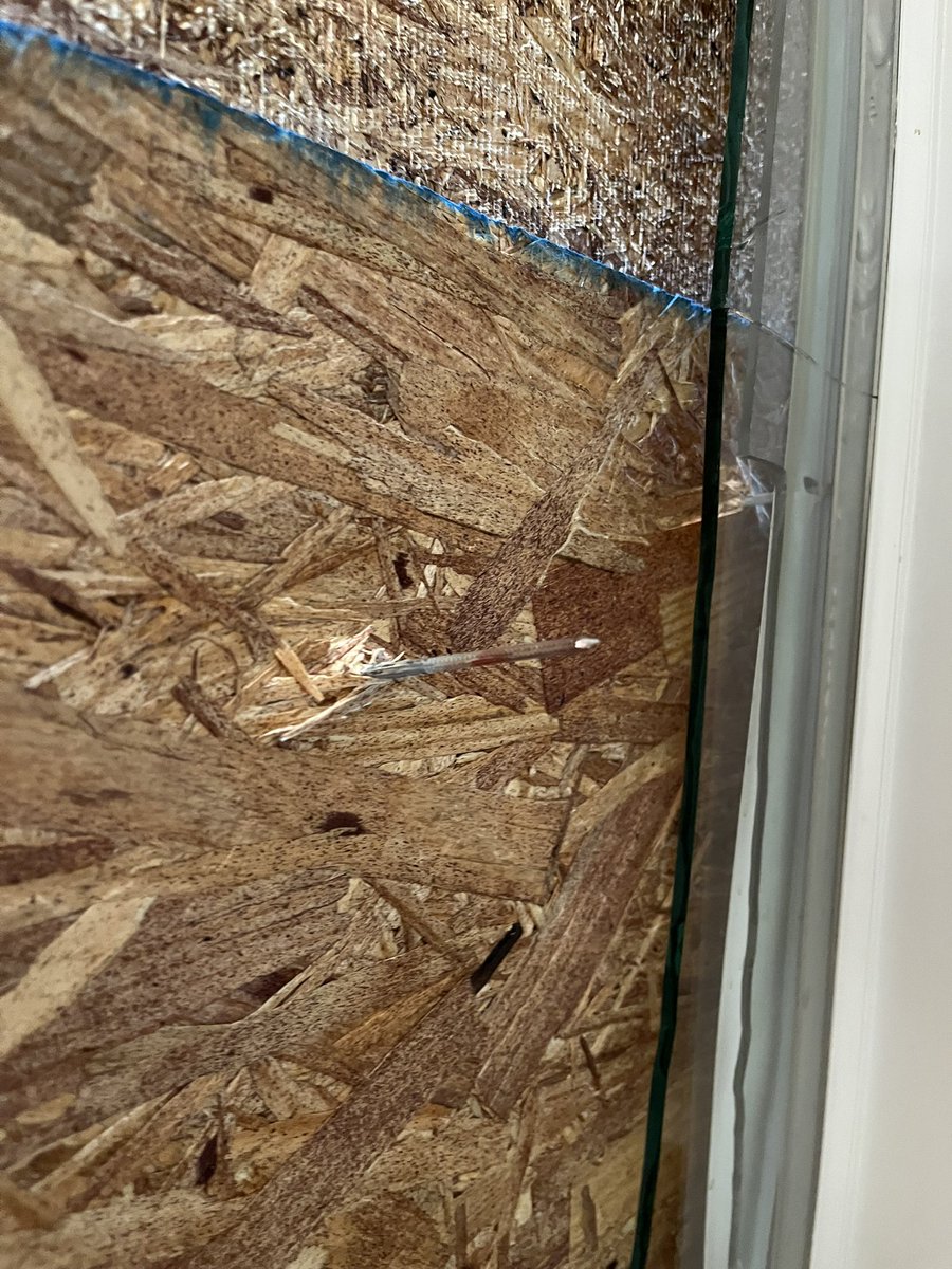 Huffman024's tweet photo. I was told that it’s still safe and my habitability isn’t affected yet I can’t allow my dog into my bedroom because the solution for the broken window is plywood on the external side of the window frame. @wkyc @fox8news @cleveland19news https://t.co/lGrEdjweQg