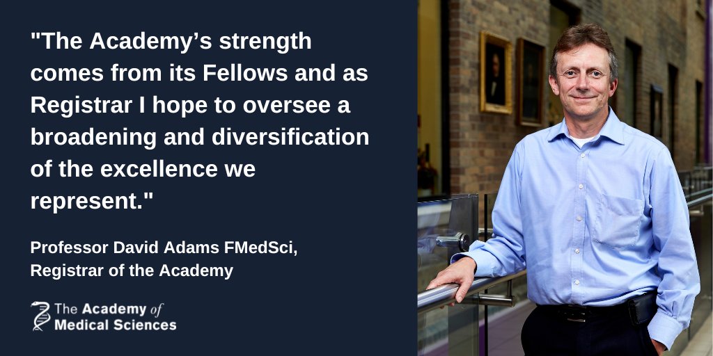 Today we announce the appointment of Professor David Adams FMedSci, Pro-Vice Chancellor and Head of College of Medical and Dental Sciences @unibirm_MDS at the University of Birmingham <a href="/BHPComms/">Birmingham Health Partners</a> as the next Registrar of the Academy. 🧵 

acmedsci.ac.uk/more/news/acad…