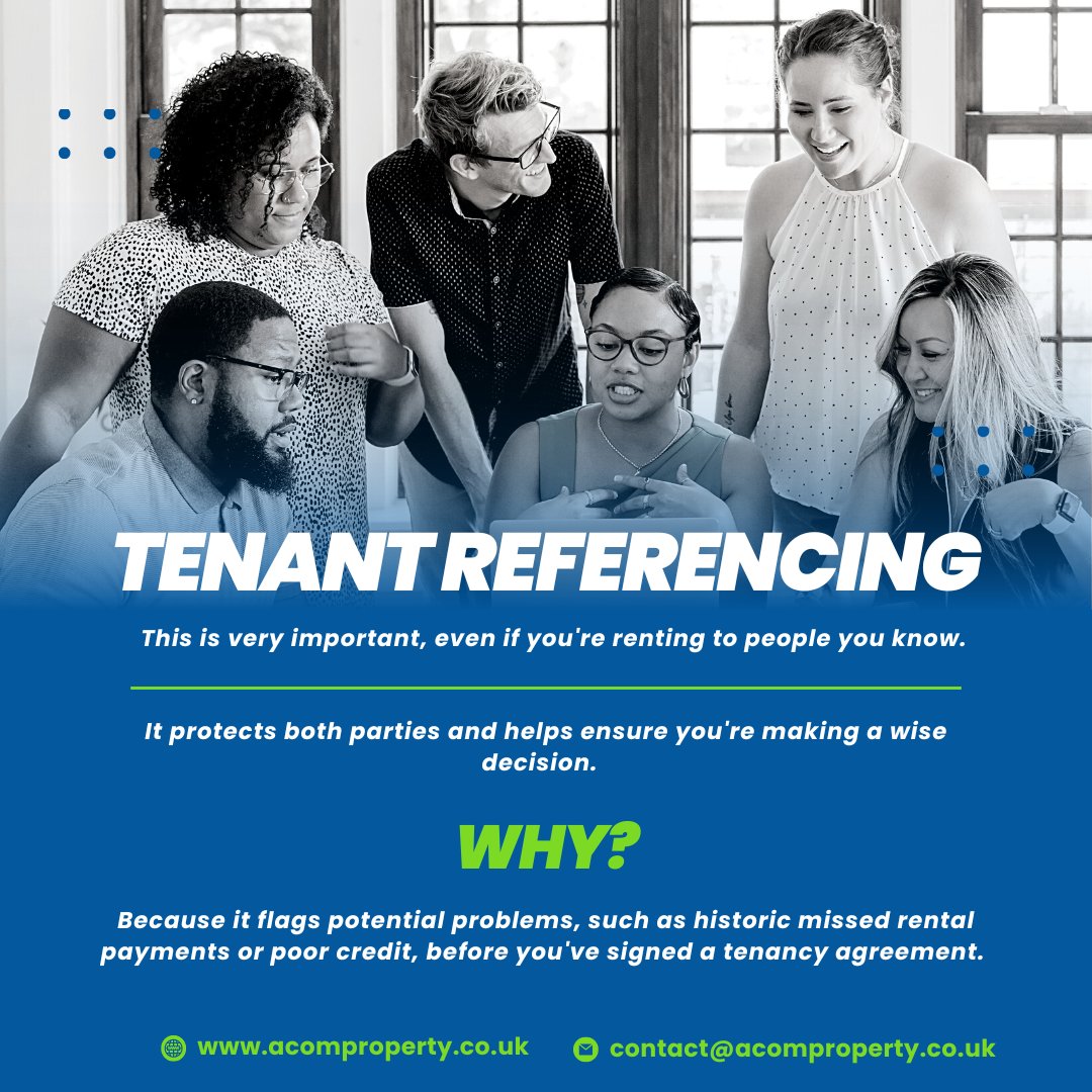Don't skip the #tenantreferencing! It protects both parties & helps make informed decisions. Know the history of potential renters before signing a tenancy agreement & avoid any red flags like missed rental payments or poor credit. #LandlordTips #RentalManagement