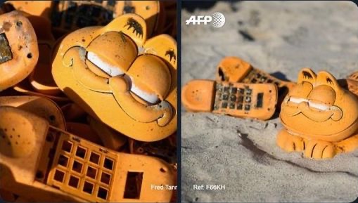 jimrosecircus1's tweet image. For more than 30 years, plastic Garfield phones have been washing up on French beaches. The mystery is now solved: a shipping container from a ship that sank in the 80s was found in a hidden cave.
