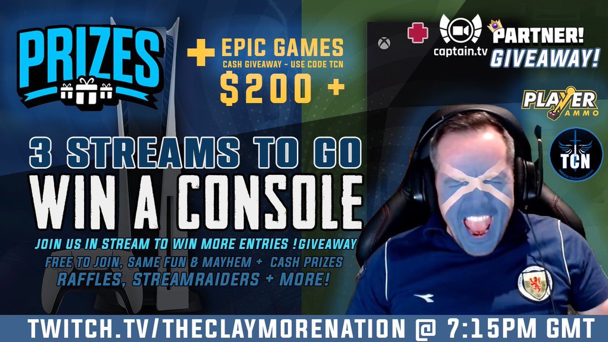 TheClaymoreNTTV's tweet photo. That’s right! 3 to go! Tonight hosts the Tavern Quiz &amp; we got it all going on! 🥳

Like, Comment &amp; re-tweet for a Secret code worth 25 entries each! 🎮🤩

Thank you for the support and it’s great to see so many new faces! 😁

Link in bio! Get yourself involved. 
@StreamNationTTV https://t.co/WOdQ1p3Yn7