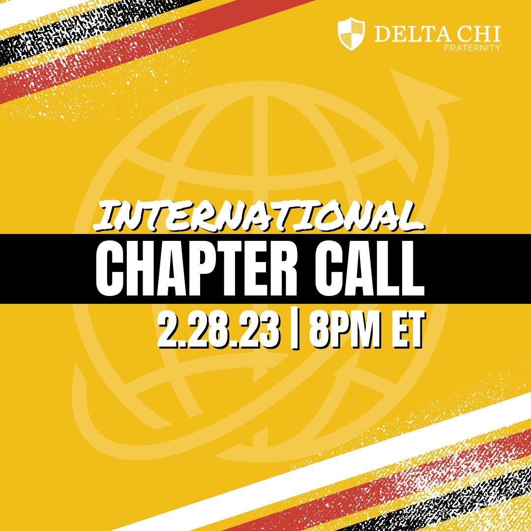 Join Patrick Alderdice, "AA" (Intl. President), Rod Arnold (DCEF Chairman), and Karl Grindel (Executive Director &amp; CEO) for the 2023 Intl. Chapter Call on Tuesday, Feb. 28 at 8 pm ET (7 pm CT | 5 pm PT). To participate, visit facebook.com/deltachifrater… or youtube.com/handandkeytv.