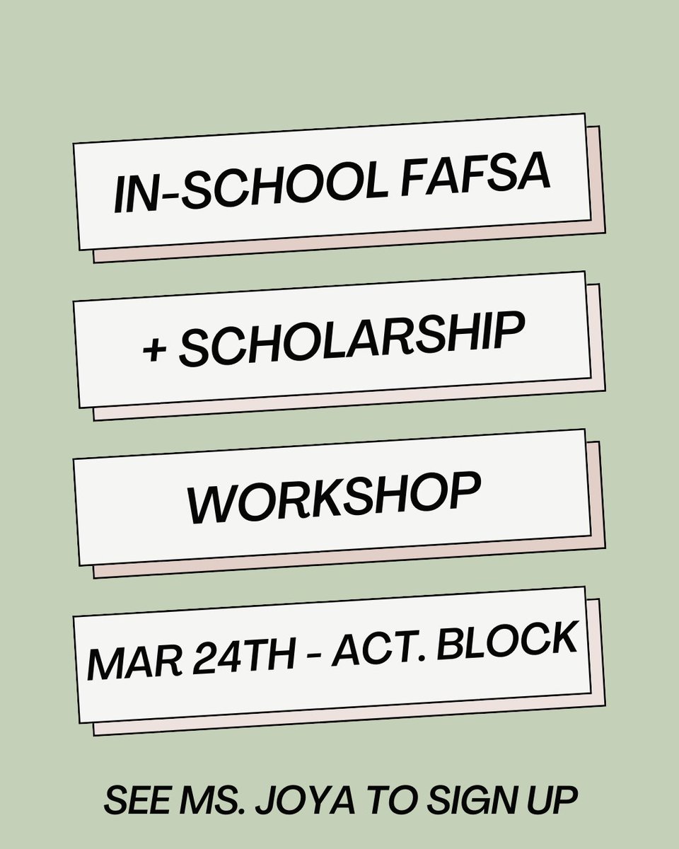 CCPSCCHSGuide's tweet image. Contact Ms. Joya if you would like to come to our workshop to work on scholarship applications and FAFSA submission! #bettereveryday
