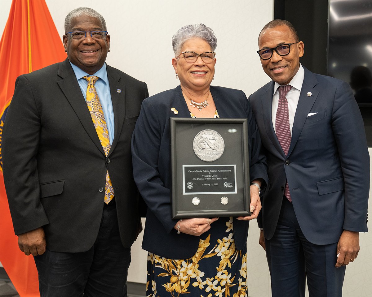 The air is the only place free from prejudice - famed aviator Bessie Coleman. The @usmint presented the Bessie Coleman Quarter yesterday as a part of its American Women Quarters Program. @USDOT & FAA employees gathered to honor the legacy of an aviation trailblazer. #HerQuarter