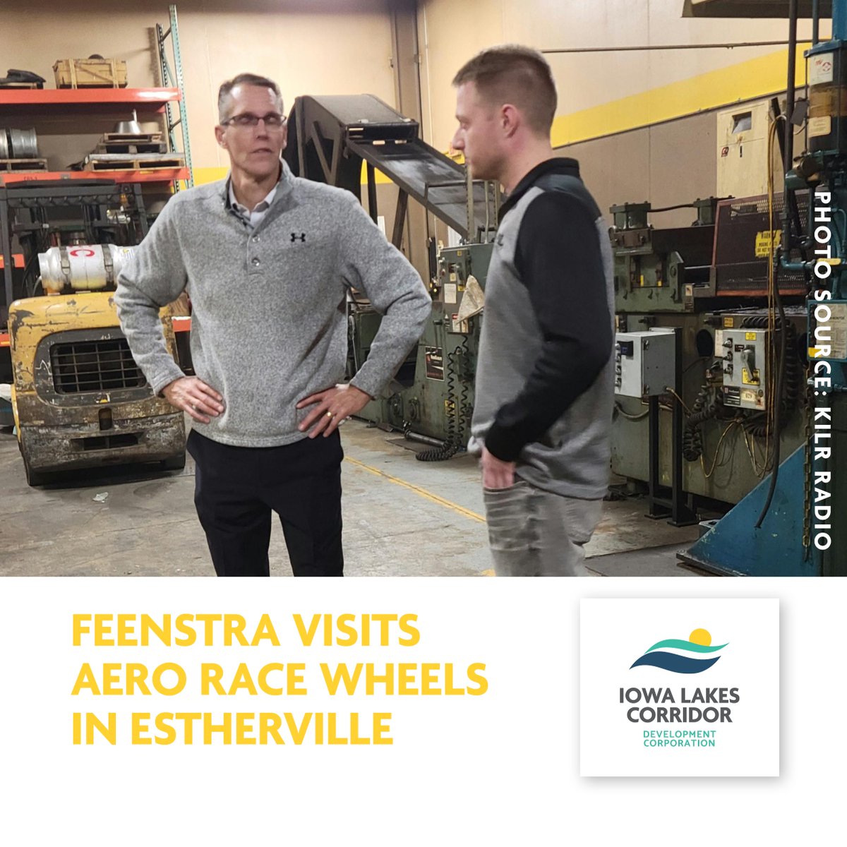lakescorridor's tweet photo. Northwest Iowa Congressman Randy Feenstra stopped in Estherville this(Monday) afternoon for a tour of Aero Race Wheels.  

#aeroracewheels #mfg #iowamfg #econdev #iowalakescorridor

https://t.co/C7Nc4VBNWI https://t.co/CwVAJlfT0Y