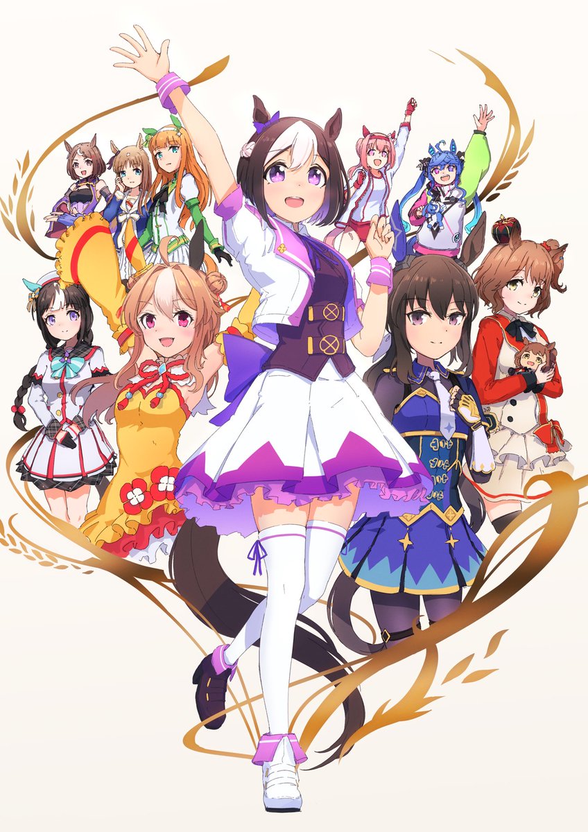 silence suzuka (umamusume) ,special week (umamusume) multiple girls horse ears animal ears horse tail 6+girls horse girl tail  illustration images