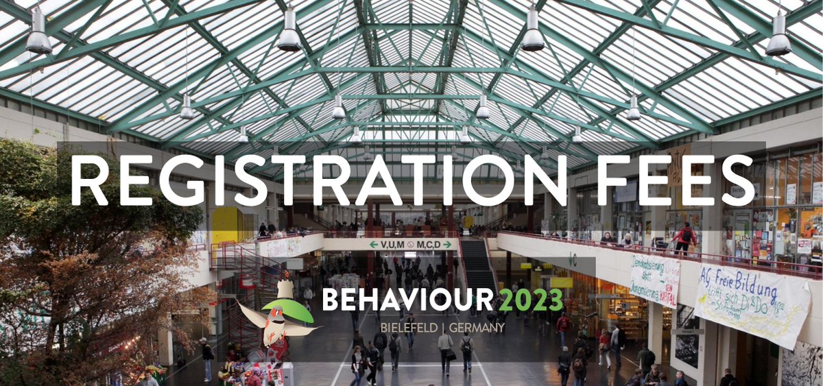 2023Behaviour's tweet image. 🧵We are thrilled to announce the registration fees for #Behaviour2023!

Early🐦Prices- 500€ for non-student attendees &amp;amp; €250 for students (including PhD students)

Early bird prices are valid till 30th April,2023.