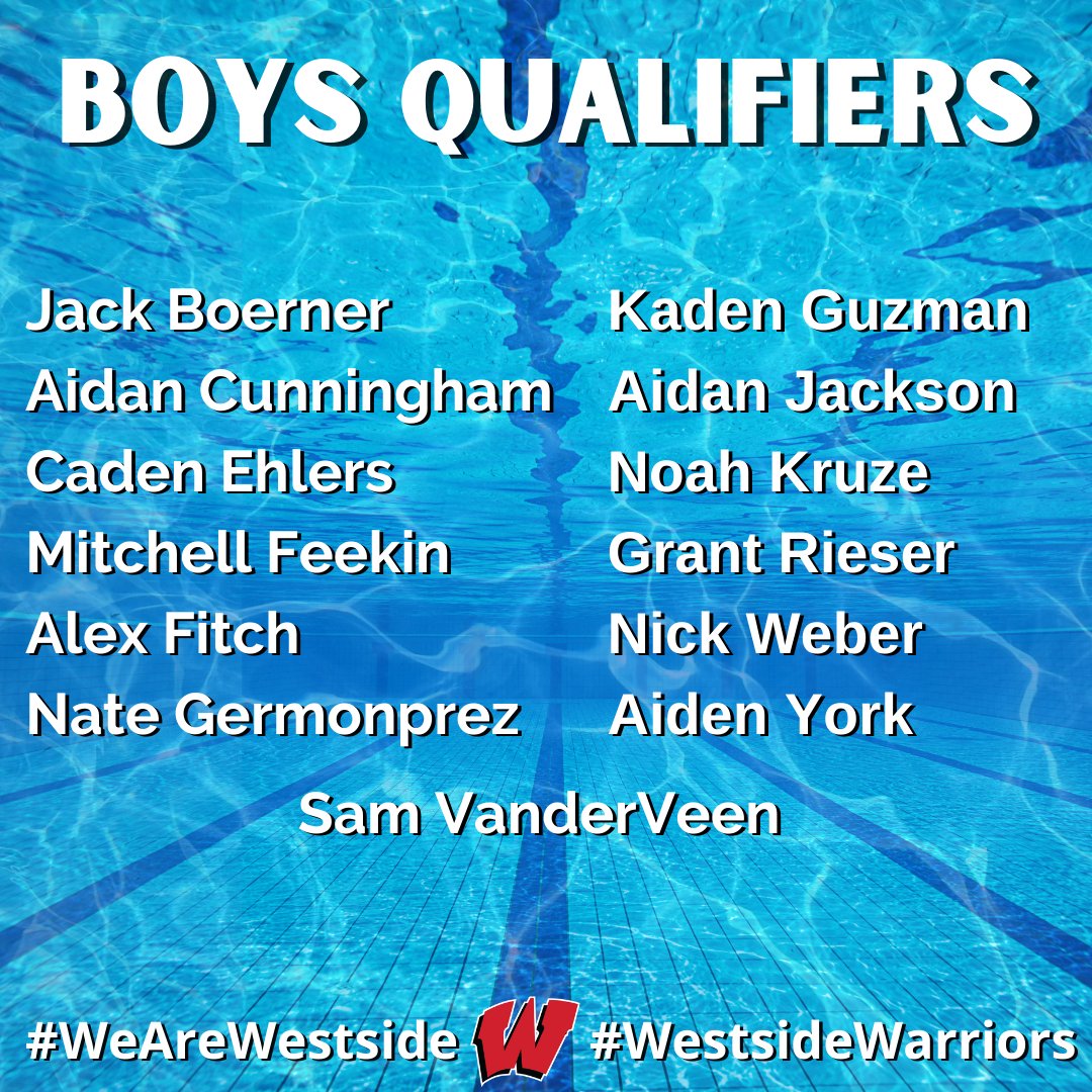 Westside66's tweet photo. Good luck to @SwimWestside66 at the State Tournament!

Our Dive Team is in action in 30 minutes. 
Swim Teams hit the water tomorrow at 9AM and 2PM. 
#RollSide – get that Gold! 

#WeAreWestside #Westside75 https://t.co/ybwseASAiq
