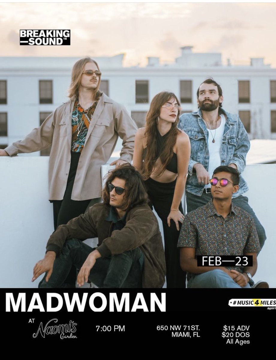 Mad Woman is playing tonight at Naomi’s Garden in North Miami - the band’s NFT was chosen by @bitbaselhub to be one of the artworks sent to the moon as part of the #LunapriseMoonMuseum. Come out to support.    Tix here:  tixr.com