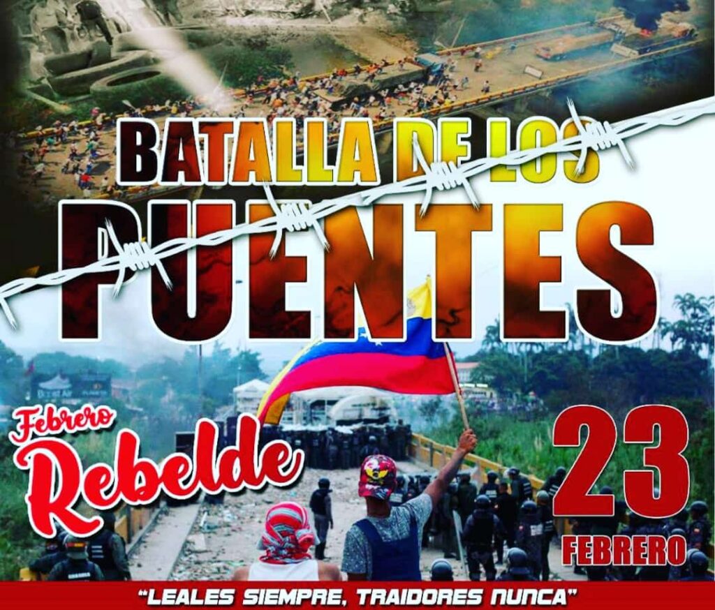 leoalvacabrera's tweet photo. Conmemoramos 4 años de la #BatallaDeLosPuentes demostrando la unión cívico- militar que reafirmó su compromiso por la paz y soberanía de la Patria. 
#23Febrero
@NicolasMaduro
@dcabellor @PartidoPSUV @Soykarinacarpio @_LaAvanzadora https://t.co/17CK9EGZJ9