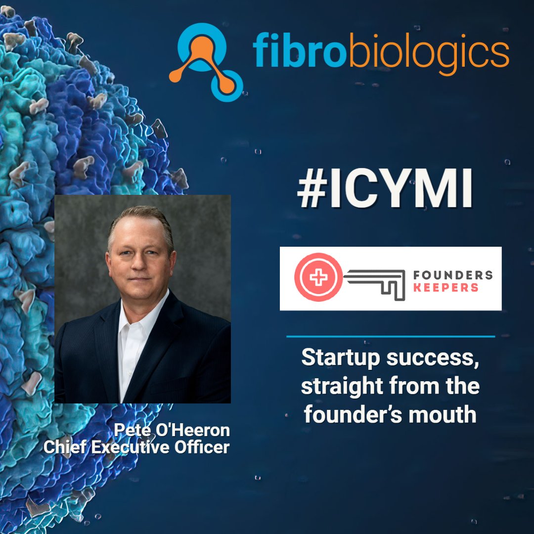 FibroBiologics (@fibrobiologics) on Twitter photo #ICYMI - Pete O’Heeron, CEO of FibroBiologics, joined host Dr. Grace Hatton on <a href="/Founders_pod/">Founders Keepers Podcast</a> podcast. Want to hear about some of Pete’s lessons learned from his career in healthcare entrepreneurship?
Full episode here: bit.ly/3GGdX0f
#biotech #entrepreneur #fibroblasts #ICYMI - Pete O’Heeron, CEO of FibroBiologics, joined host Dr. Grace Hatton on <a href="/Founders_pod/">Founders Keepers Podcast</a> podcast. Want to hear about some of Pete’s lessons learned from his career in healthcare entrepreneurship?
Full episode here: bit.ly/3GGdX0f
#biotech #entrepreneur #fibroblasts
