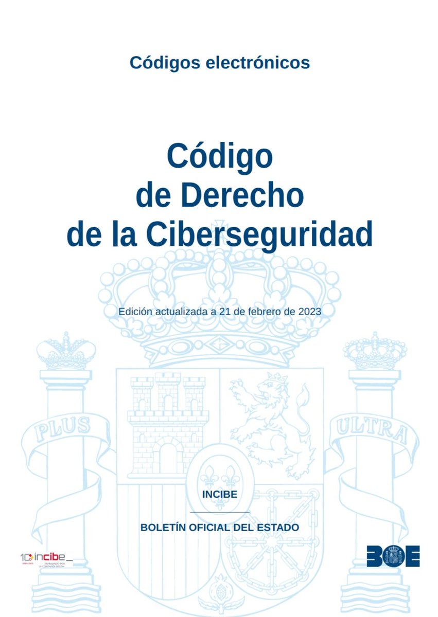 es_ncl's tweet photo. ℹ️ El código «Código de Derecho de la #Ciberseguridad» ha sido actualizado el 21 de febrero de 2023, por modificaciones en:

Art. 24 de la Ley Orgánica 3/2018, de 5 de diciembre, de #ProtecciónDeDatos Personales y garantía de los derechos digitales.

👇
https://t.co/dwYzVrYmGt https://t.co/RRKgZ0jguV