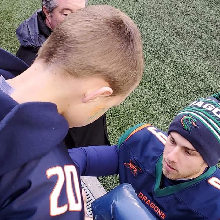 MatFoster87's tweet photo. @TheRock @XFL2023 there’s a young superfan sitting front row in the South endzone #SeaDragonsDen who would love to get a #selfie https://t.co/t1Jro8Znp0