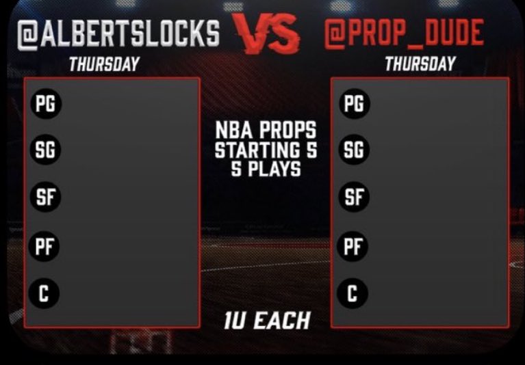 NBA IS BACK BABY!
➖Free Pick Dropping Soon‼️
➖Finalizing VIP Card now🔒
➖JOIN VIP for a LOADED CARD⬇️
dubclub.win/r/Prop_iDude/
➖5v5 Challenge in discord⬇️
discord.gg/B4DCaQJG
    
LETS🔒CASH💰 TOGETHER✅