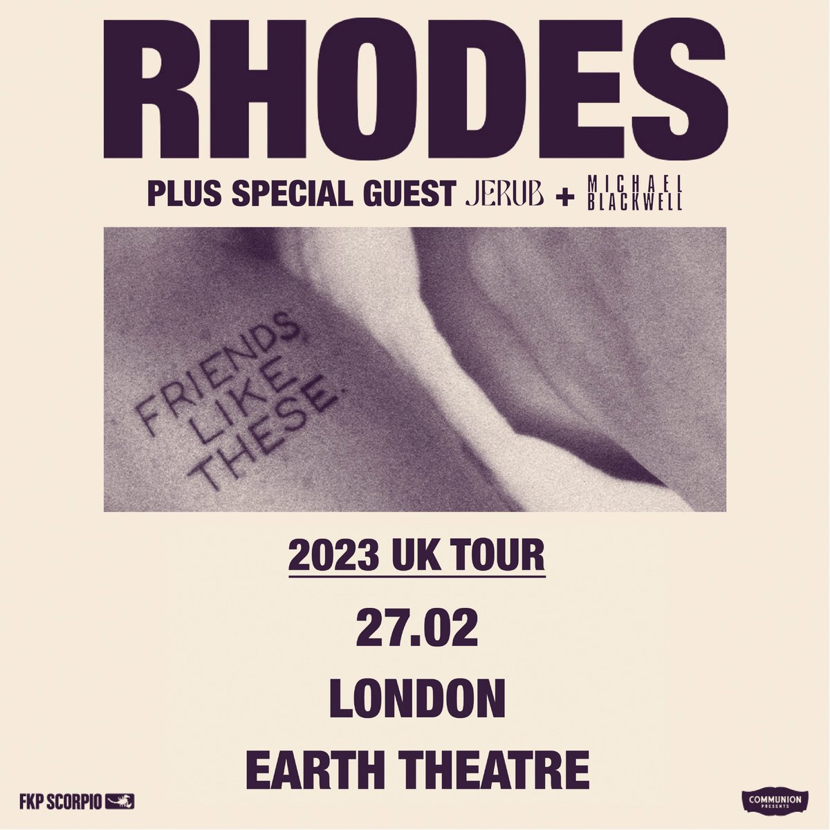 .<a href="/rhodesmusic/">RHODES</a> will be joined by <a href="/jerubmusic/">JERUB</a> and Michael Blackwell on his upcoming headline show at <a href="/EartHackney/">EartH</a> on Monday!

Final tickets here - tickets.lnk.to/Rhodes