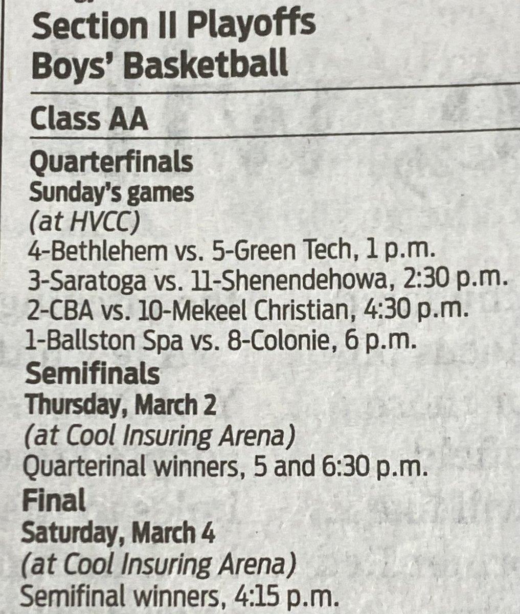 Sectionals continues this Sunday for Class AA at HVCC.