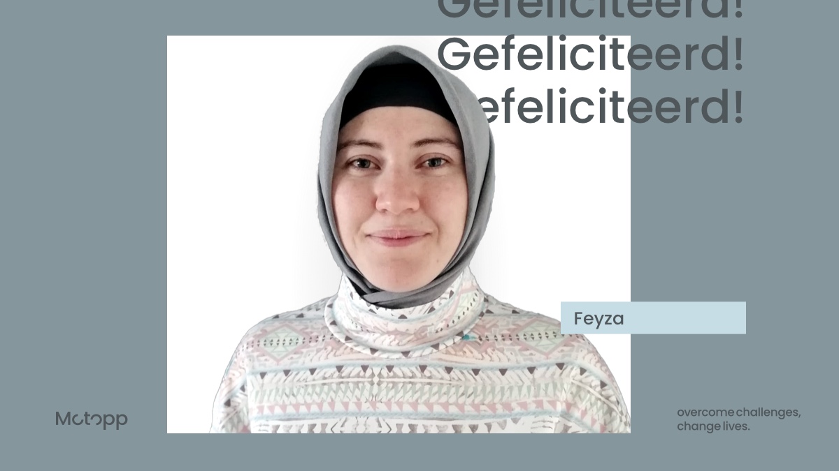 Nog een Motopper die het traject succesvol heeft doorgelopen en bij een van onze opdrachtgevers aan de slag gaat! Feyza gaat van start bij Dekra!