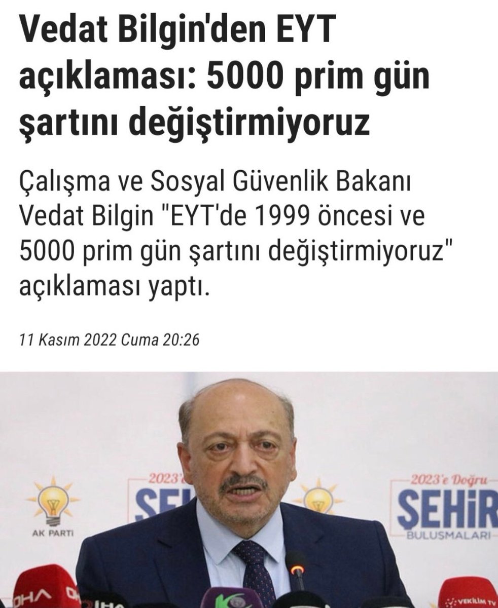 Acil düzeltilmeli insanlarmagdur borçlanma yapti Kadın 20 yıl 5000 gün Erkek 25 yıl 5000 gün Kısmi Emeklilik 3600 gün 50-55 yaş 

<a href="/RTErdogan/">Recep Tayyip Erdoğan</a>

<a href="/vedatbilgn/">Vedat Bilgin</a>

<a href="/_cevdetyilmaz/">Cevdet Yılmaz</a>

<a href="/akbasogluemin/">Av. M.Emin AKBAŞOĞLU 🇹🇷</a>

<a href="/Akparti/">AK Parti</a>

<a href="/mustafaelitas/">Mustafa Elitaş</a>

<a href="/tcbestepe/">T.C. Cumhurbaşkanlığı</a>
#99ÖncesiHaklarlaEYT
