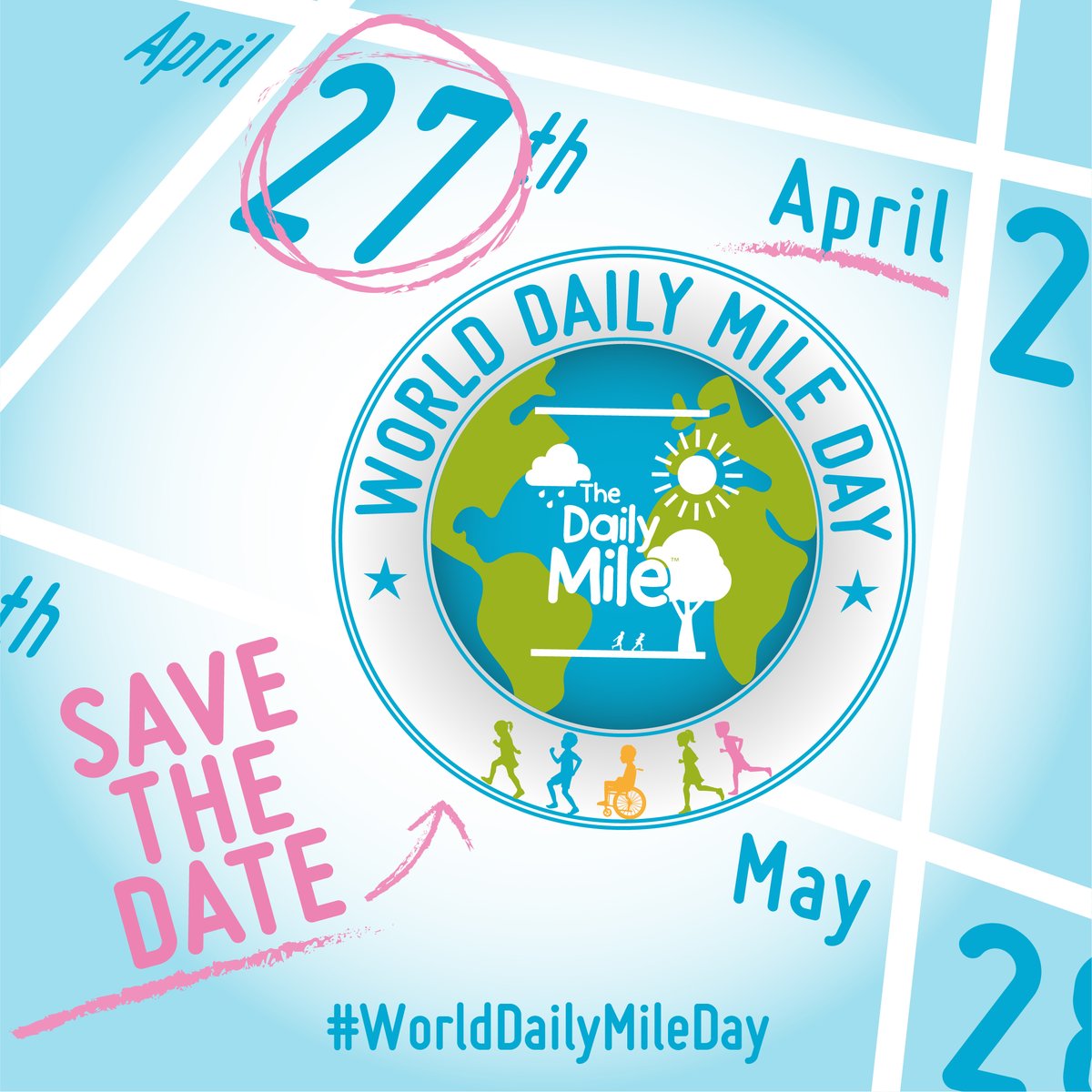 🎉 REGISTER NOW 🎉 for the first ever #WorldDailyMileDay virtual event &amp; let's all get moving together! Join schools &amp; early years settings around the 🌎 &amp; run, jog, wheel or walk The #DailyMile on 27th April! Sign-up to be part of a global celebration ➡️ bit.ly/3Iq8lbl
