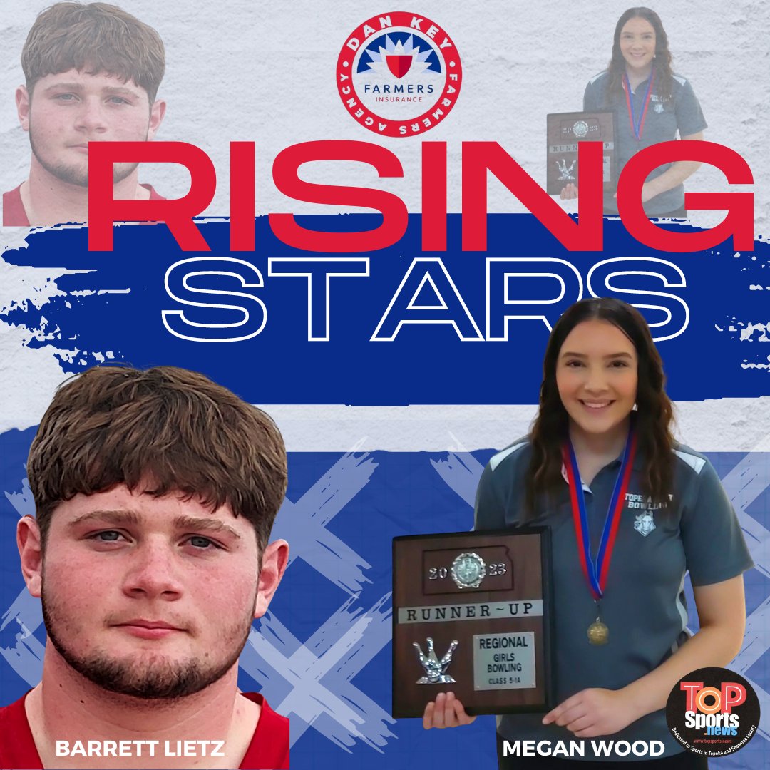⭐ RISING STARS⭐
The Dan Key Farmers Agency is happy to announce this week's Rising Stars of the Week! Barrett Lietz from Rossville High and Megan Wood from Topeka West High School have been selected as this week's Male and Female Rising Stars of the Week!