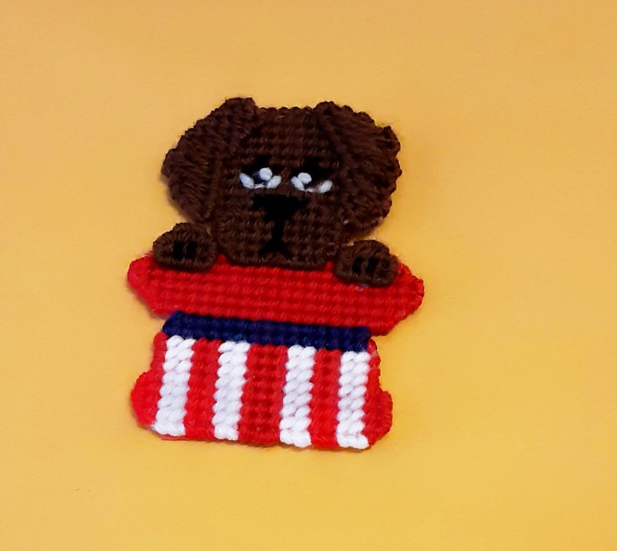 Plastic Canvas Chocolate Dog Patriotic, Patriotic Hat, Magnet, Fridge, Needlecraft, Handmade, Kitchen Decor, Cross Stitch, Gift, Holiday etsy.me/3XQal2s via @Etsy