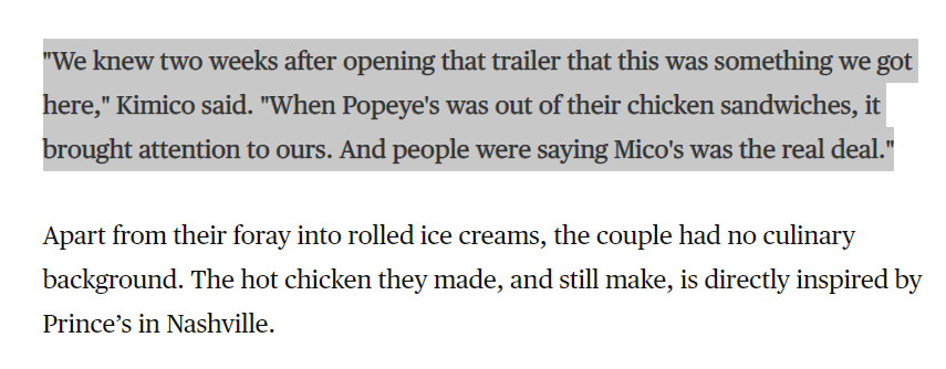 pererajh's tweet photo. 2⃣ I'm sure everyone remembers the Chicken Sandwich Wars of 2019. When people couldn't get their fix from Popeye's due to supply shortages, Mico's was uniquely positioned to pick up the slack. https://t.co/erlgiccUeY