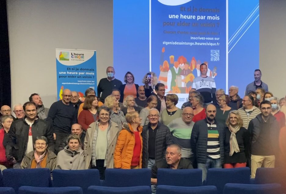 HeureCivique's tweet photo. Lancement de l’Heure Civique dans 3 nouvelles communes de @departement17 👏
En présence de @JackyQuesson (Maire de #SaintGenisdeSaintonge), Liliane Signat (Maire de #SaintSulpicedArnoult), Christophe Vinatier (Maire de #Benon) et @GrenotAlexandre (Vice president du département) https://t.co/JtM8GfAUBB