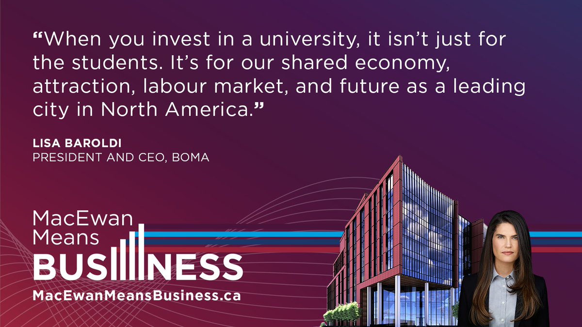 triffoschool's tweet photo. .@LisaBaroldi, President and CEO of @bomaedmonton, knows firsthand what it takes to make a great city. The #MacEwanMeansBusiness campaign will help give Edmonton the talent it needs to make us the place for investors. 

#YEG #ABpostsec #abpoli #ableg https://t.co/Ep2qzIHVFf