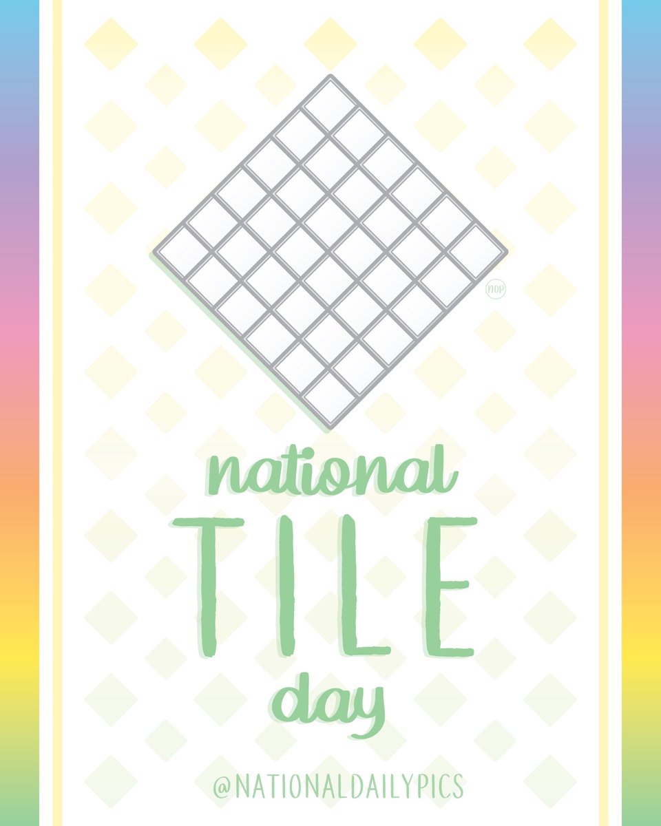 NationalDayPics's tweet photo. Happy National Tile Day! β½οΈ
Fun Fact: Coverings (the largest international tile & stone show in North America) founded this day in 2017!
ππFollow @NationalDailyPics on instagram for more!ππ
#NationalTileDay #TileDay #NationalTileDay2023 #TileDay2023 #NationalDailyPics https://t.co/bSneNYoEFr