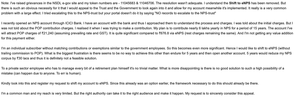 anshukch's tweet photo. @nps_trust @ICICIBank_Care @ICICIBank @NSDL_Depository @PFRDAOfficial @PMOIndia @AnilSinghvi_ I just sent an email with the details. I understand it would be a petty issue to many. But commoners would benefit significantly from this. I would also request @AnilSinghvi_ to discuss this on air similar to trade timing window @PFRDAOfficial @narendramodi @nps_trust https://t.co/WPpBRxjj5U