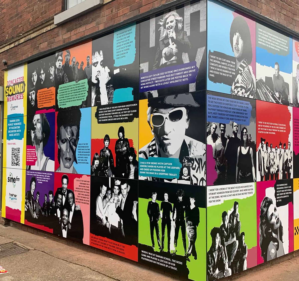 Higher Rhythm MUSIC | MEDIA | OPPORTUNITY (@higher_rhythm) on Twitter photo The final part of our #Doncaster Sound Memories project is this 10m x 3m public exhibition on the corner of our HQ where 24 of the stories submitted now have pride of place. Huge thanks to <a href="/HeritageFundUK/">The National Lottery Heritage Fund</a> for supporting. Find out more here 👉🏼 higherrhythm.co.uk/recent-project… The final part of our #Doncaster Sound Memories project is this 10m x 3m public exhibition on the corner of our HQ where 24 of the stories submitted now have pride of place. Huge thanks to <a href="/HeritageFundUK/">The National Lottery Heritage Fund</a> for supporting. Find out more here 👉🏼 higherrhythm.co.uk/recent-project…