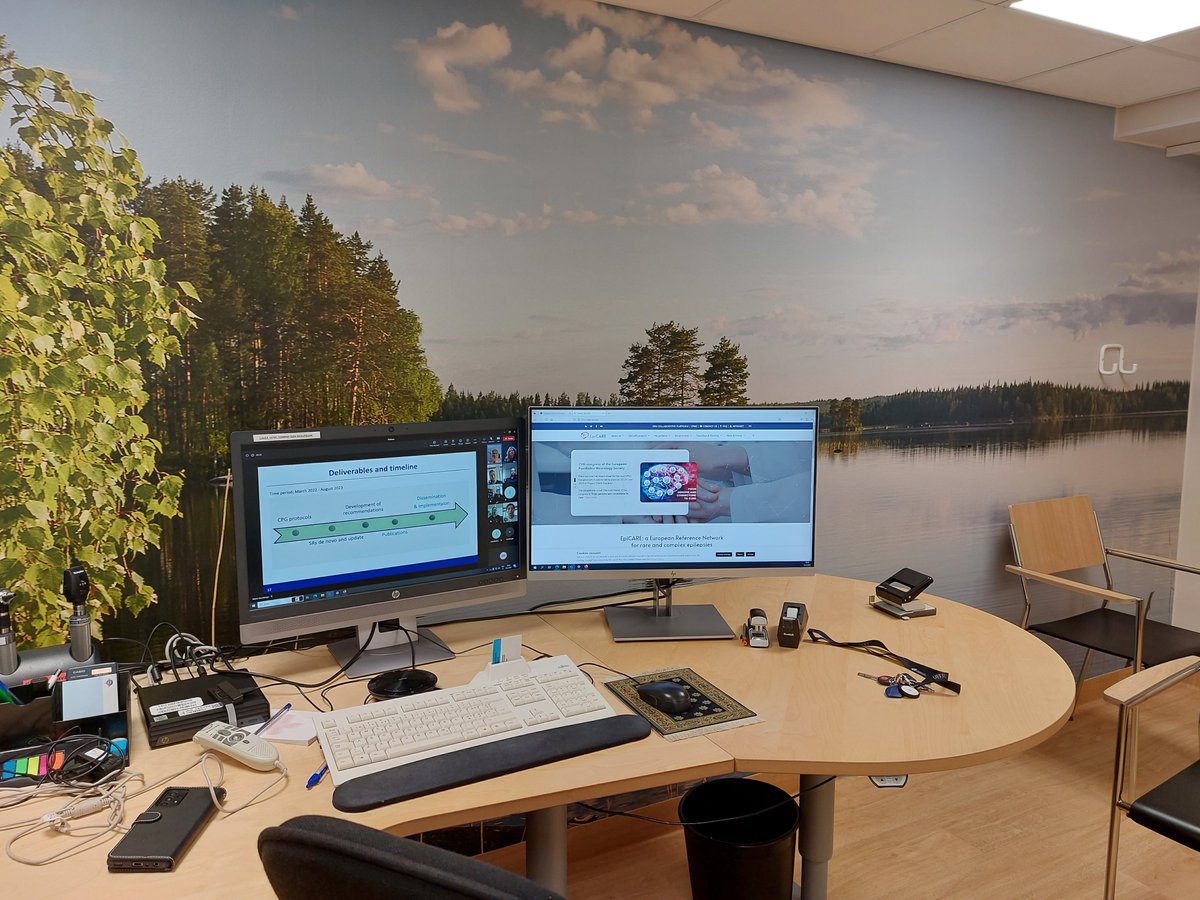 rkalviainen's tweet photo. Today first outpatient clinic day in our new facilities #epilepsycenter @Pshyvinvointi (no window but beautiful @thisisFINLAND wallpaperview) and after work kick off of the @EpiCARE_ERN Status epilepticus guideline work led by Eugen Trinka @IlaeWeb https://t.co/2Wh9Rzfwz9
