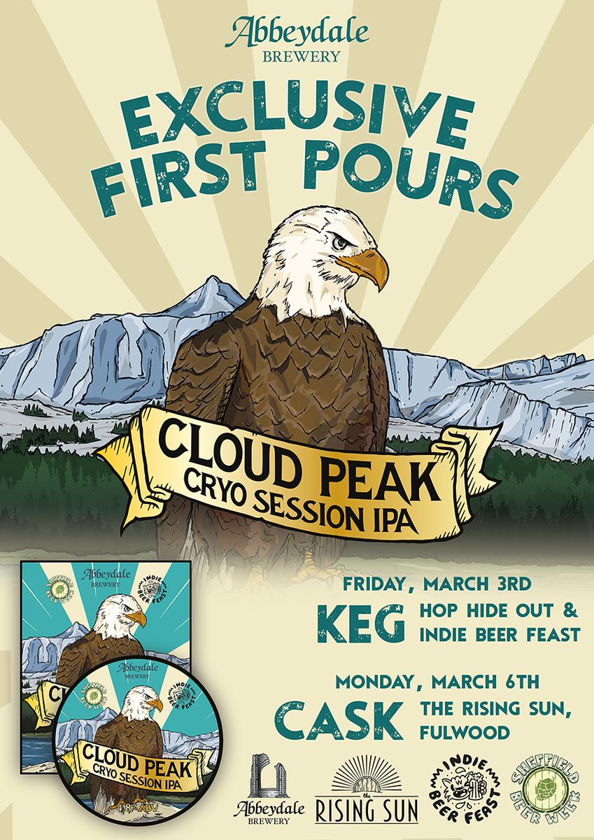 Cloud Peak, our @sheffbeerweek x @indiebeerfeast collaboration beer, is merrily conditioning away and we're excited to share news of the first places you can try this super hoppy Mountain Session IPA!