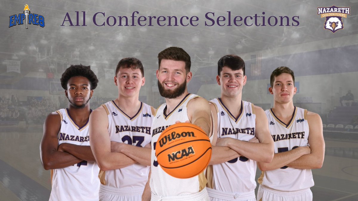 NazBasketball's tweet photo. Congrats to our whole starting lineup on making Empire 8 All Conference Selections!

Jon Park - First Team
Jaylen Savage - Second Team
Logan Blankenberg - Third Team
Jordan Haggard - Third Team 
Zach Stenglein - Third Team + Sportsman of the Year

#NazBasketball #FlyWithUs https://t.co/DPc6U4EqU4