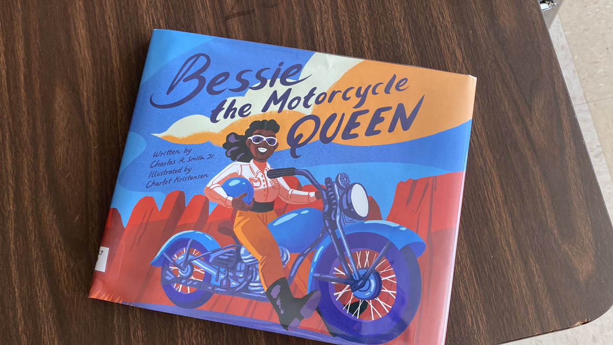 We had “dress as your favorite hero” for Black History Month today. I chose Bessie Stringfield. STEM students got the last ten minutes of class to hear the book and then see my own motorcycle in action. I so admire her courage! <a href="/eastridgeelemen/">eastridge elementary</a> #BlackHistoryMonth