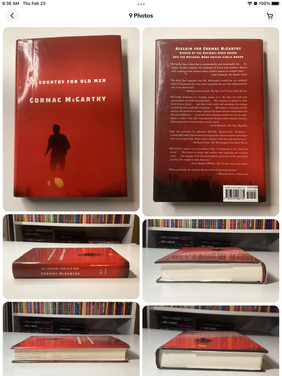 My first ebay auction is ending in under 4 hours! So exciting! 

#nocountryforoldmen #cormacmccarthy #firstedition #hardcover 

ebay.com/itm/1257758112…