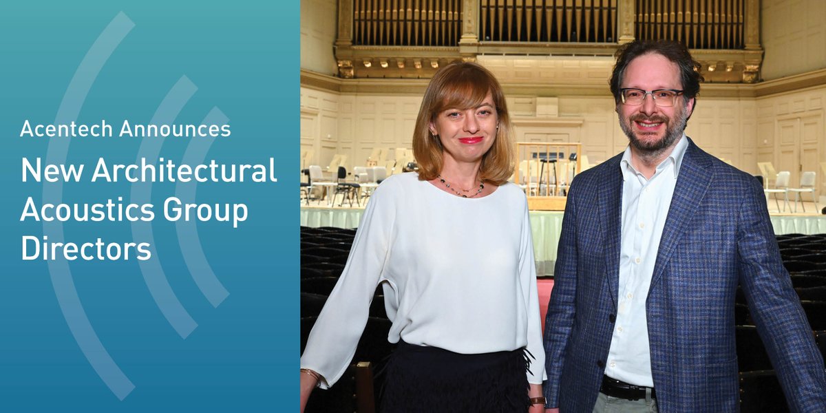 Exciting leadership news part 2! Ioana Pieleanu and Jonah Sacks are our new Architectural Acoustics Group Directors. Read the full release here: acentech.com/resources/acen…

#newleadership #acoustics