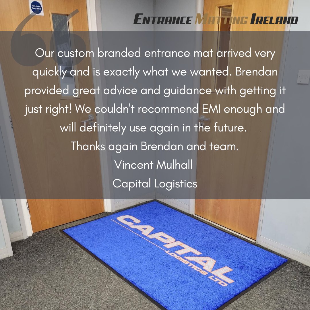 A five-star review is always appreciated, it lets us know that we're doing something right and that our clients are happy. @capitallogis 

#entrancematsireland #customisedmats  #entrancemats #doormats #floormats #mats #interiordesigntrends  #cork #corkcity #corkbusiness