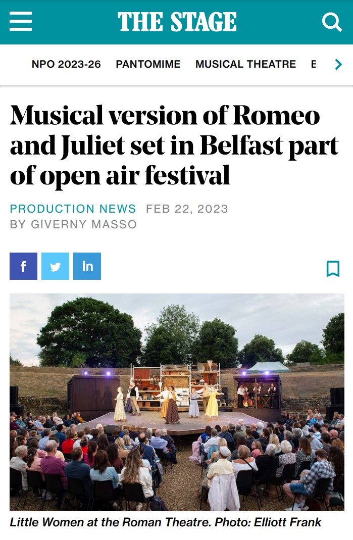 🤩WE'RE IN THE STAGE! 🎭

We're absolutely delighted to be featured in <a href="/TheStage/">The Stage</a> this week, highlighting our musical adaptation of Romeo and Juliet set in Belfast 1998. Check out the link below to read all about the upcoming season! 

thestage.co.uk/news/musical-v…