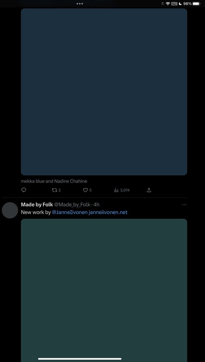 spedwig's tweet image. I mean, sure, it might be nice to see photos, but i am kind of digging the color palette of the unloaded photos here in this hellsite.

#malevich #colorfield