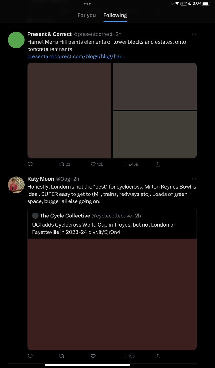 spedwig's tweet image. I mean, sure, it might be nice to see photos, but i am kind of digging the color palette of the unloaded photos here in this hellsite.

#malevich #colorfield
