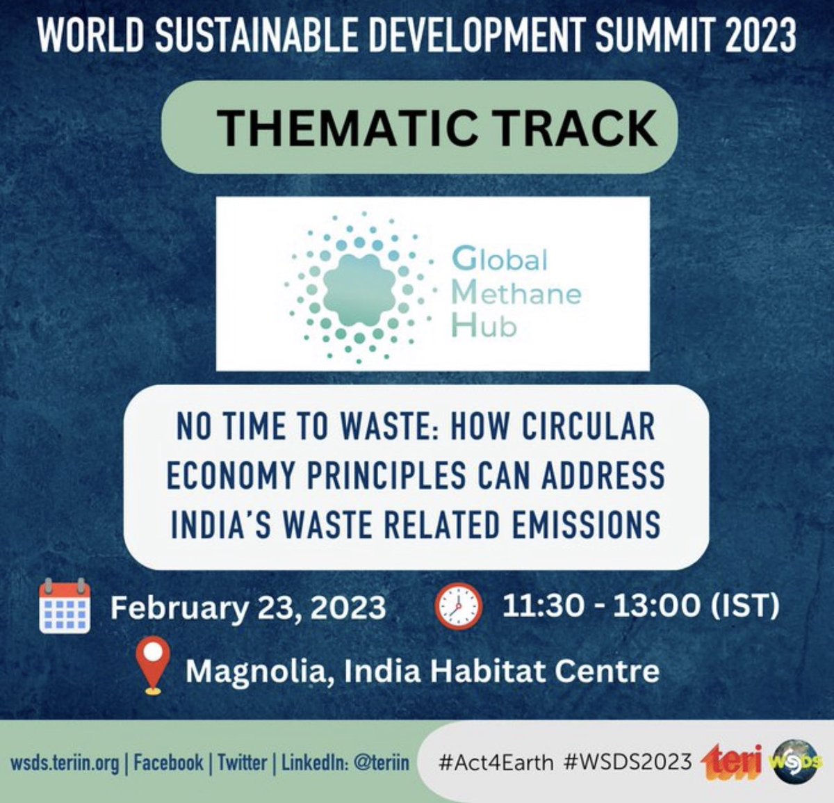Spoke on the initiatives for Garbage-Free Cities at the #WSDS2023 organised by @teriin. 
#UnionBudget2023 emphasises on scientific processing of waste to tap circular economy. 
A TERI report pegs impact of #SBM to reduce GHG emissions by 100 million tonnes.
#Act4Earth